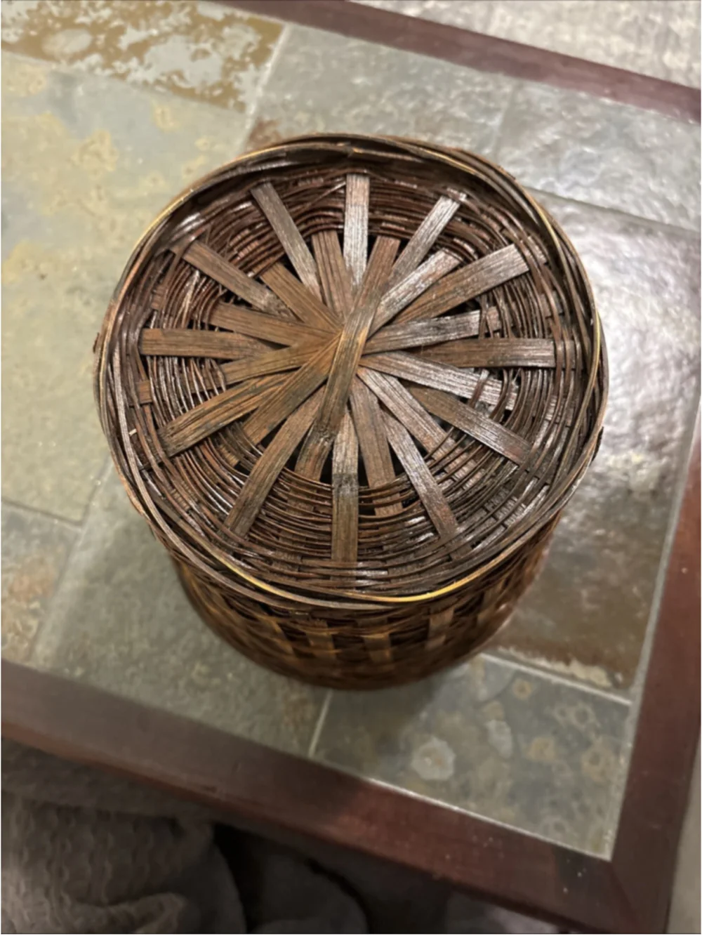 Vintage Boho Wicker Rattan Planter/waste Basket/storage Handmade